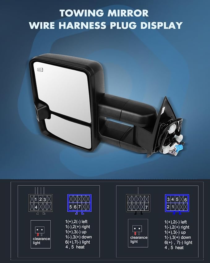 ECCPP Towing Mirrors Tow Mirrors With 2003-2007 For Chevy Silverado For GMC Sierra(07 New Body Style) Power Adjusted Heated Led Turn Signal Width Light Black Pickup