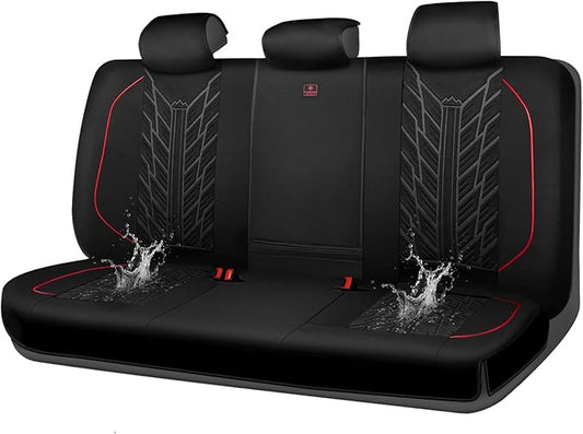 CAR PASS Waterproof Split Bench Seat Covers,Neoprene Rear Seat Covers,All-Weather Non-Slip Durable, Universal Fit for SUVs Sedans Trucks Vans Automotive,Black