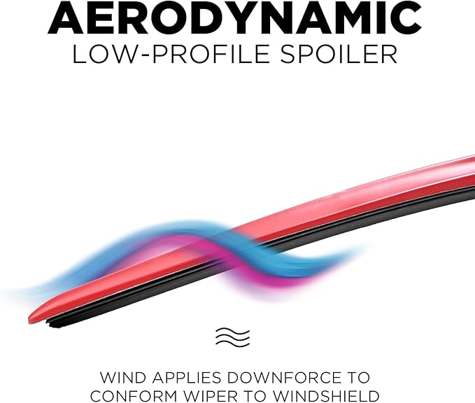 ClixWipers 24" + 24" (Set of 2) Red All Weather Premium Automotive Replacement Windshield Wiper Blades, Passenger and Driver Side Winter Wiper Blades for Various Car Models