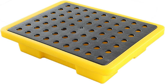 2 Drum Containment Spill Pallet, Polyethylene Low Profile Paint Bucket Tray, Industrial Garage Storage Detachable Shipping Leakproof Platform (Color : Yellow-2 Pack, Size : 19.3"x14"x3.7")