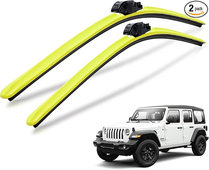 Clix Wipers - Jeep Wrangler & Gladiator (16"/16") Yellow Windshield Wiper Blades (All Wrangler & Gladiator Models), All-Weather Replacement Wipers-Set of 2, Includes Quick Connect Clips (1997-2025)
