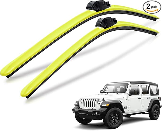 Clix Wipers - Jeep Wrangler & Gladiator (16"/16") Yellow Windshield Wiper Blades (All Wrangler & Gladiator Models), All-Weather Replacement Wipers-Set of 2, Includes Quick Connect Clips (1997-2025)