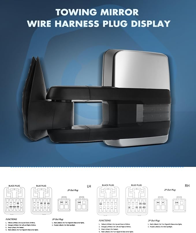 ECCPP Towing Mirrors Tow Mirrors With 2003-2006 For Chevy Silverado For GMC Sierra Pickup All Models Power Adjusted Heated Turn Signal Width Light Chrome Pickup