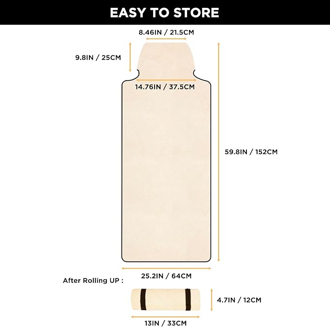 Waterproof Seat Cover Towel, Premium Sweat Carseat Protector, Perfect for Universal Anti-Slip Car Truck SUV Seat, Great for Surfing Yoga Gym Workout, Tan