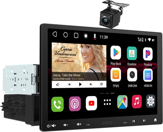 10" Android Car Stereo for Double Din & Single Din, Floating Screen Head Unit with 4G LTE, Dual BT, Wireless CarPlay&Android Auto, AI-Chat, 4G+32G, Backup Camera with Live Rear View