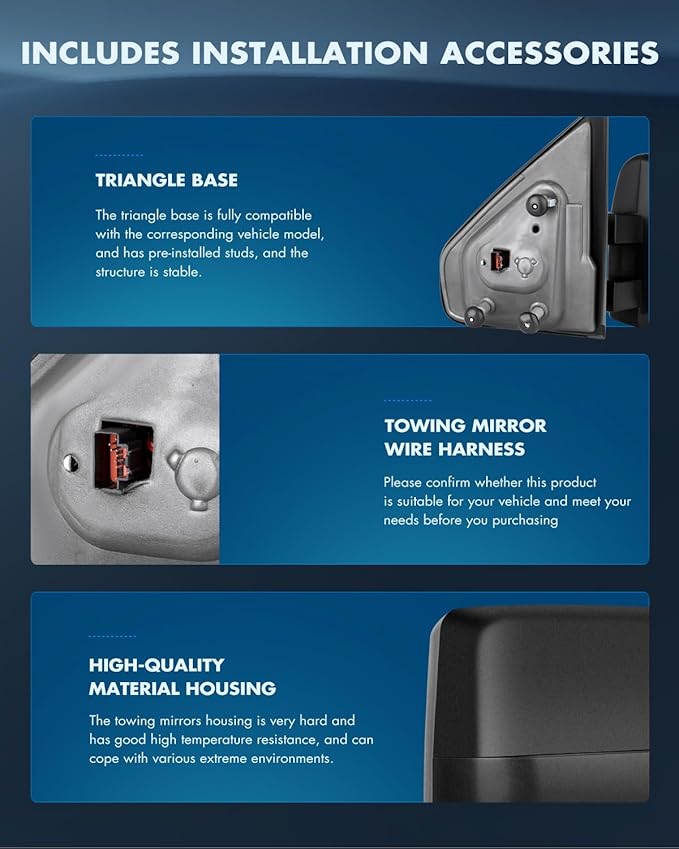 ECCPP Side Mirrors Replacement Fit 2004 2005 2006 for Ford Truck Driver Passenger Side Mirror Power Heated Turn Signal Light Towing Mirrors Pair