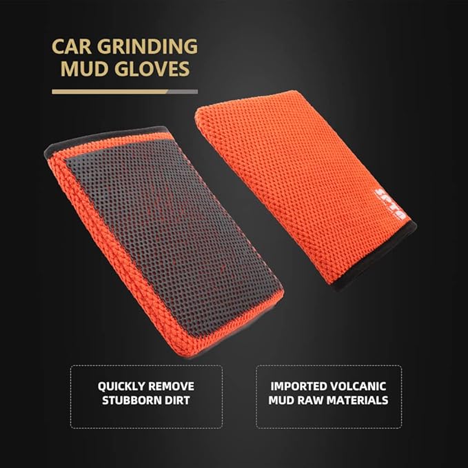 SPTA Clay Mitt, 1Pc Fine Grade Clay Bar Wash Mitt, Clay Eraser Mitt for Car Detailing, Auto Detailing Clay Bar Glove Quickly Removes Debris from Your Paint, Glass, Wheels, & More-CHMLG01