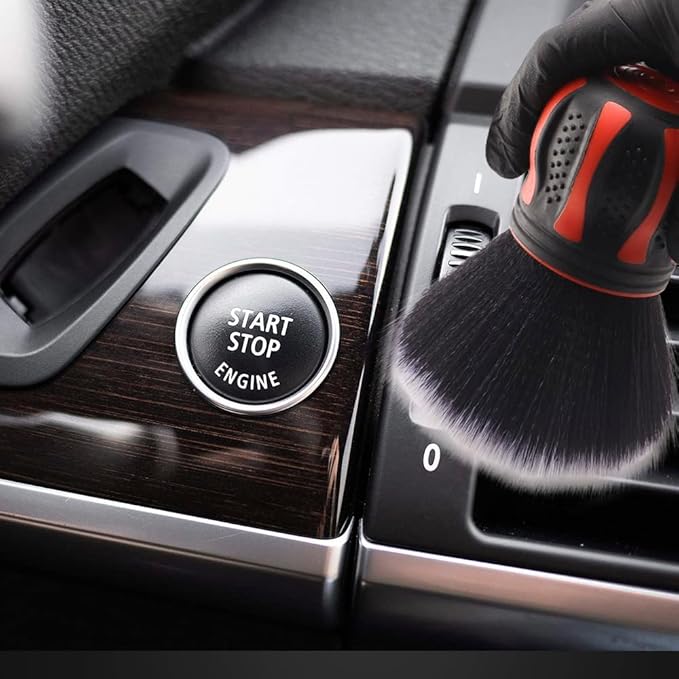 SPTA Ultra Soft Detailing Brush, Car Detail Brush, Orange Handle XL Synthetic Brush - Ultra Soft Bristles, Comes with Storage Rack, Covers Large Area Inside or Outside Vehicles