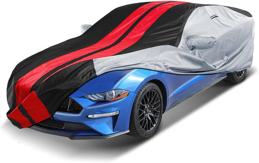 iCarCover Custom Car Cover Compatible with Mustang 2005-2025, Waterproof All Weather Rain Snow UV Sun Protector Full Exterior Indoor Outdoor Car Covers, Tribe (Gray/Black)