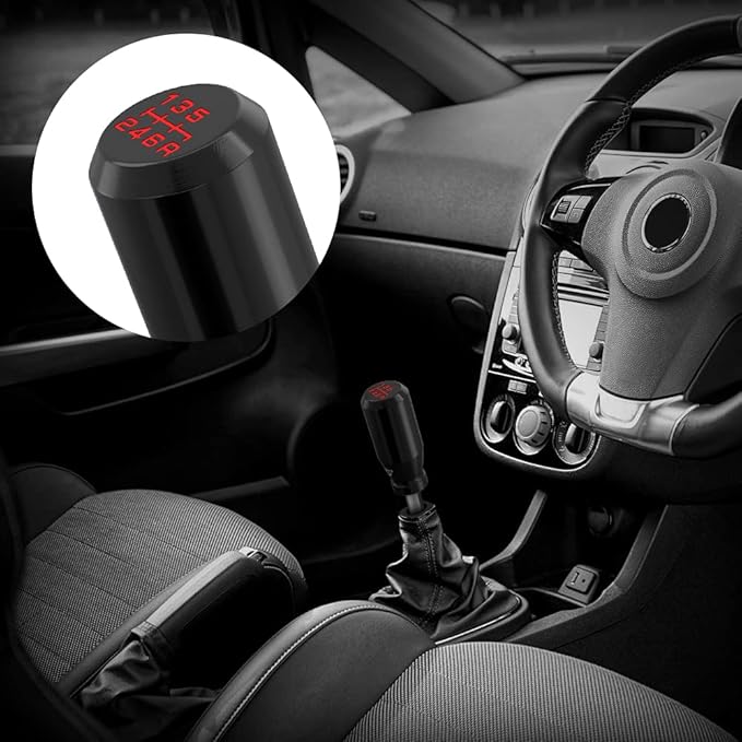 (Black) 6 Speed Weighted Manual Universal Automatic Gear Shifter Shift Knobs with 4 Adapters Fit Compatible with Manual Cars Most Automatic Cars