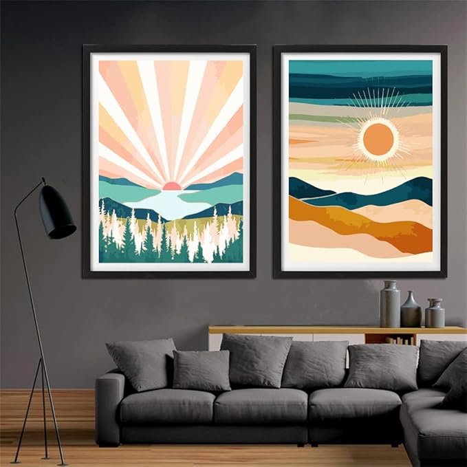 YANXIN Paint by Numbers Kit for Adults Beginners 2 Pack Rolled Paint by Numbers on Canvas for Creative Wall Art Home Decoration with Nice Gift Box 12x16 inch 5758