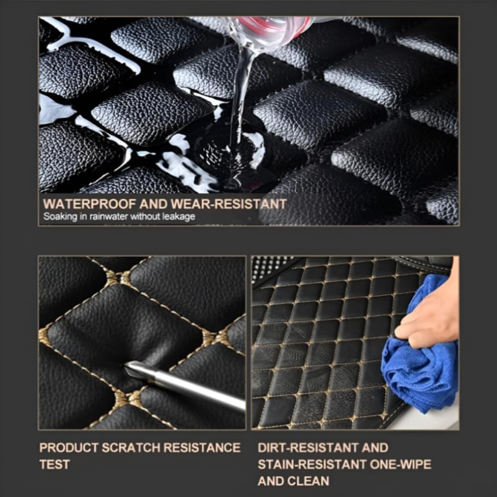 Add Personal Touch to Your Vehicle with IMEISH Customizable Logo Text Car Mats for 99% of vehiclesPads Protection Non-Slip Leather Floor Liners (Red and Black Stripes)