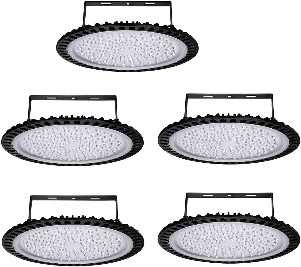 Viugreum 5 PACK 500W UFO LED High Bay Light, 50000LM 6500K Daylight White LED Warehouse Lighting, IP65 Waterproof Commercial Bay Lighting for Garage Barn Workshop Wet Location