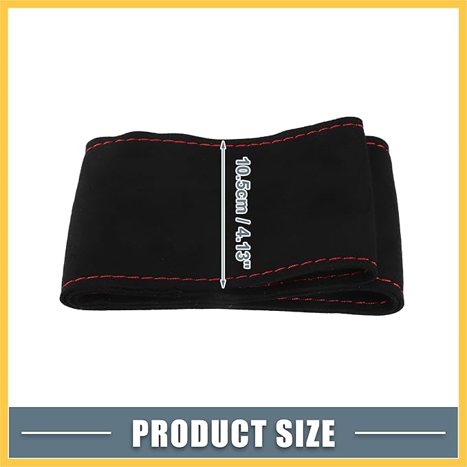 Car Hand Sewn DIY Steering Wheel Cover Breathable Comfortable 38cm Stitch on Wrap Cover Suede Black Stitches Red Auto Replacement Parts