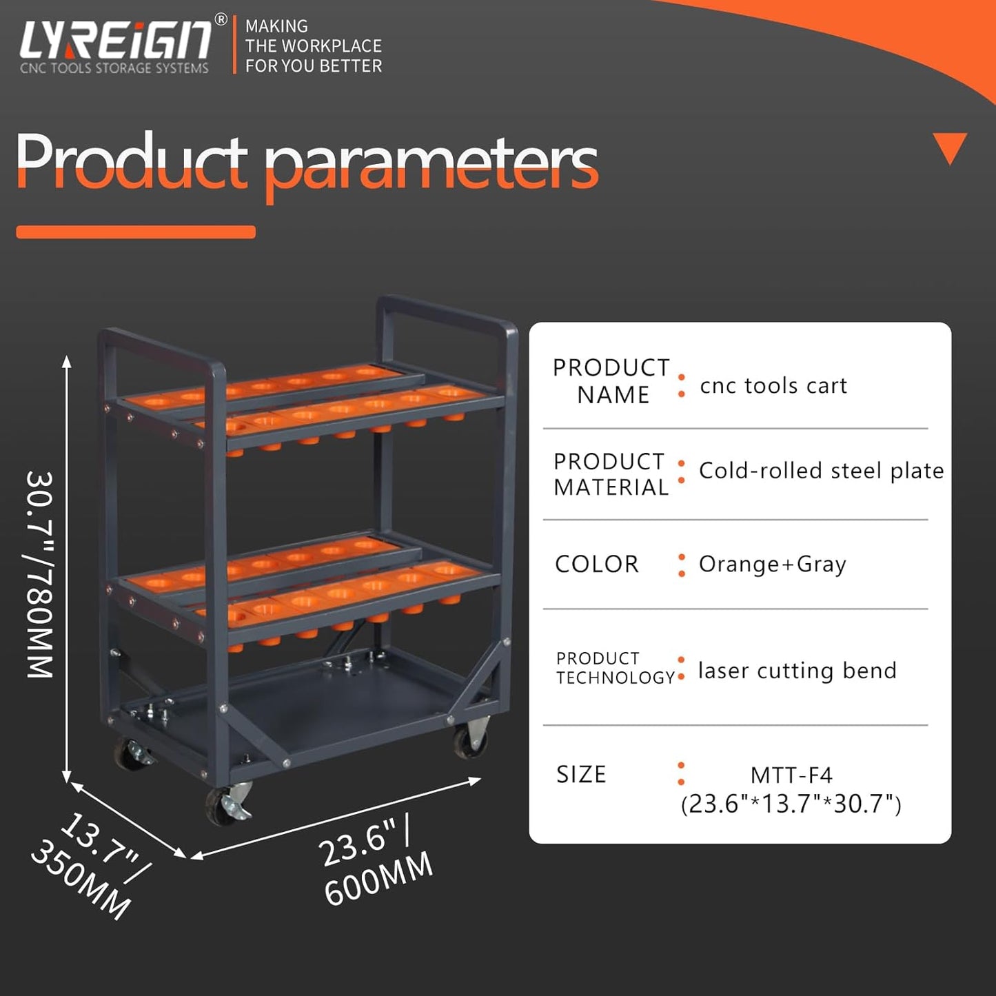 Mobile CNC Tool Storage Cart, CNC Trolley is Suitable for Warehouses, Utility Carts Tool Organizers Storage Rack for Storehouse Factory Garage