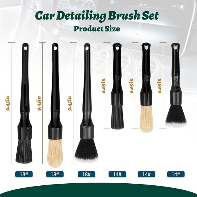 7PCS Car Detailing Brush Set, Ultra Soft Boars Hair Car Interior Detailing Brushes, Car Interior Detailing Kit for Cleaning Interior or Exterior, Car Accessories Interior Tools