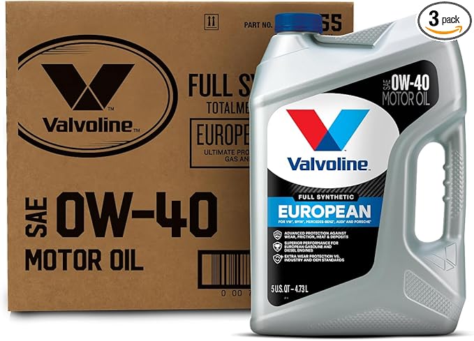 Valvoline European Vehicle Full Synthetic SAE 0W-40 Motor Oil 5 QT, Case of 3