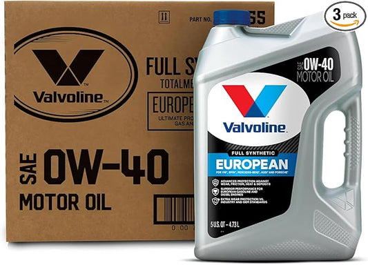 Valvoline European Vehicle Full Synthetic SAE 0W-40 Motor Oil 5 QT, Case of 3