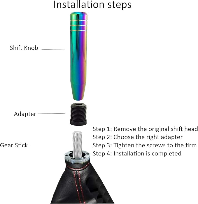 Long Shift Knob Extension Shifter Handle Aluminum Alloy Gear Stick Transmissions Weighted Shifting Lever Universal Fit Most Manual Automatic Cars Truck SUV (Multicolor)