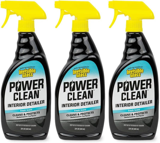Invisible Glass 92024-3PK 22-Ounce Power Clean Automotive Interior Detailer Cleaner Protectant and Conditioner to Restore Interior Surfaces Prevent Fading, Pack of 3