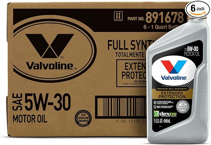 Valvoline Extended Protection Full Synthetic Motor Oil SAE 5W-30 1 QT, Case of 6