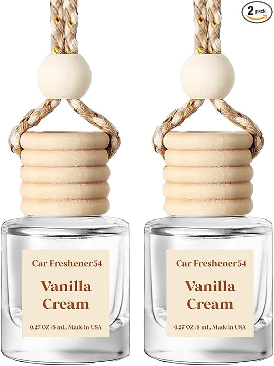 HoogaLife Car Air Freshener Diffuser 2 Pack Hanging Air Freshener Diffuser - Vanilla Cream Fragrance Oil Air D iffuser for Car, 45+ days Long Lasting Fragrance Made in USA C ar Air Fresheners (V54)