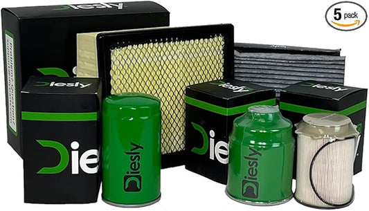 Diesly Pro 6.7L Cummins Fuel Filters | LIFETIME INJECTOR WARRANTY | Oil Filter | Air Filter | Cabin Air Filter | Fits 2013-2018 RAM 2500 3500 Diesel Trucks