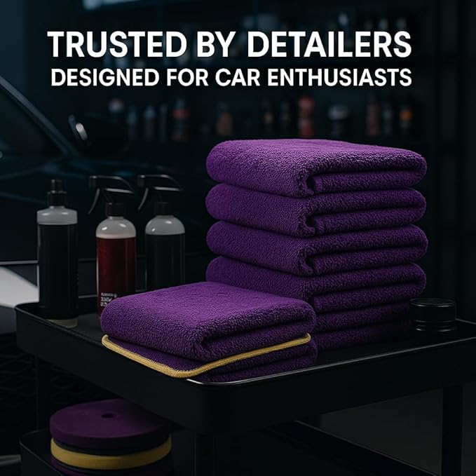 PAKS - 3 Pack Reusable Microfiber Towels - 16x24 Micro Fiber Towels Car Detailing - Plush Auto Cleaning Cloths - Dual-Sided Car Microfiber Towel - Lint & Streak-Free Wash Cloths - Cleaning Supplies