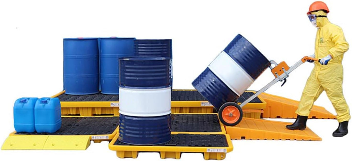 Drum Containment Spill Pallet, Industrial Nestable Oil Drums Leak-Proof Tray, Garage Storage Detachable Anti Slip Polyethylene Platform with Drain (Color : Yellow-1 Pack, Size : 13.4"x13.4"x