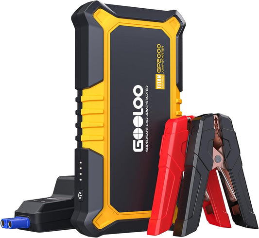 GOOLOO New GP2000 Jump Starter 2000A Car Starter Battery Pack (Up to 8.0L Gas, 6.0L Diesel Engine),12V Car Battery Charger Jumper Starter, Supersafe Portable Lithium Jump Box with USB Quick Charge