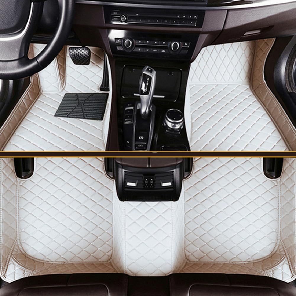 Customized Personalized car Floor mats, All-Weather Luxury car Floor mats, Waterproof and Anti Slip Leather car Floor mat Lining, 95% Customized car, Truck, and SUV Floor mats (White)