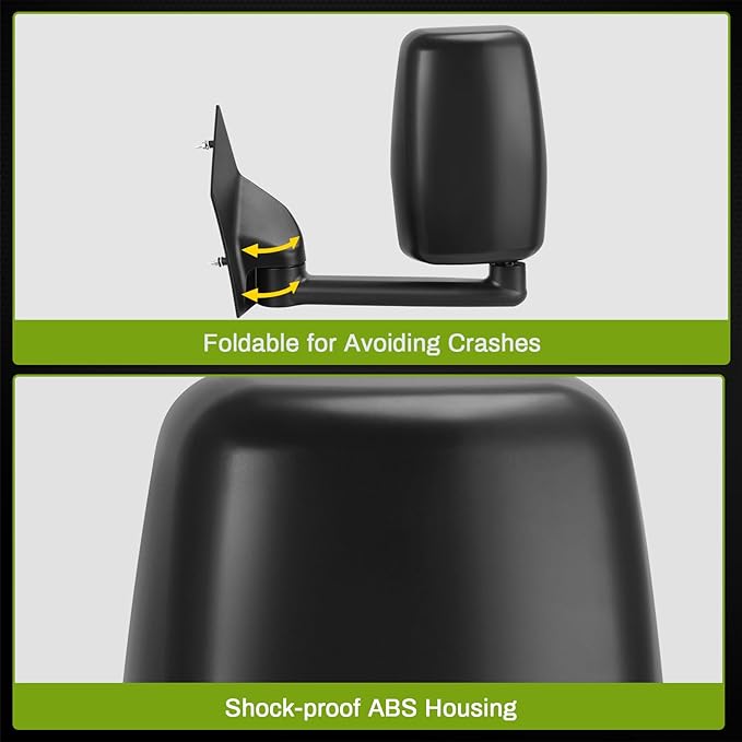 AUTOSAVER88 Left Driver Side Mirror Towing Mirrors Compatible with 2003-2019 Chevy Express GMC Savana 1500 2500 3500, Manual Folding Manual Control Glass Door Mirror Tow Mirror Black Housing