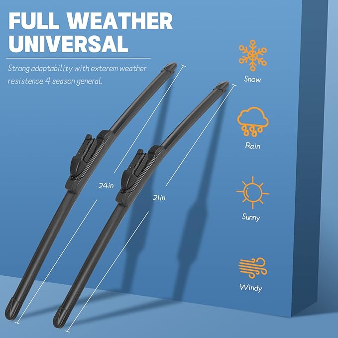 MIKKUPPA 24"+21" Front Wipers Blades- Replacement for 2009-2011 Chevrolet Traverse, 2008-2012 Chevrolet Malibu MK7, 2009-2017 VW Tiguan, 2008-2011 Buick Enclave, All Season Windshield Wiper Blades