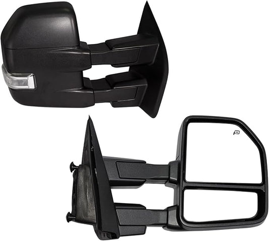 Towing Mirrors fit for 2015 2016 2017 2019 2020 Ford F150 Pickup Truck Power Heated Turn Signal Light Temperature Sensor Black Housing Pair Set