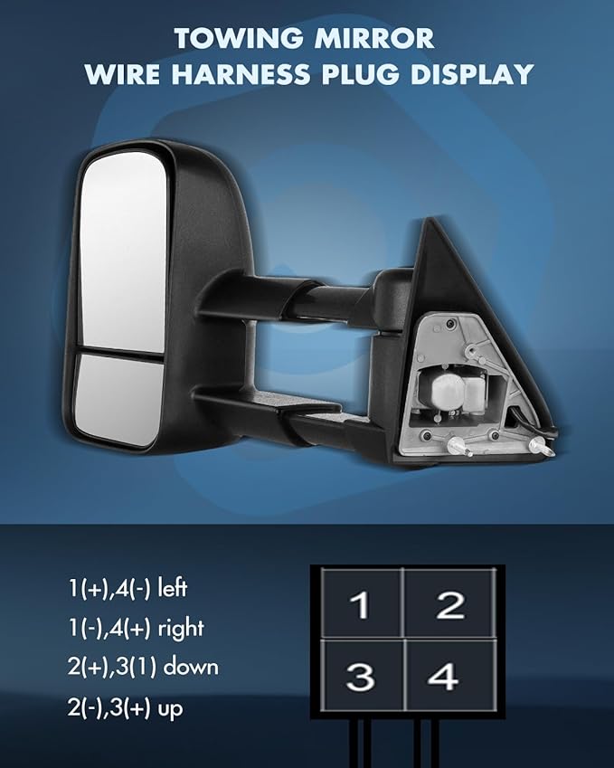 ECCPP Towing Mirrors Tow Mirrors With 1988-1998 For Chevy/For GMC Silverado/Sierra 1500 2500 3500 Pickup Truck Power Adjusted No Heated No Turn Signal Light Black Pickup