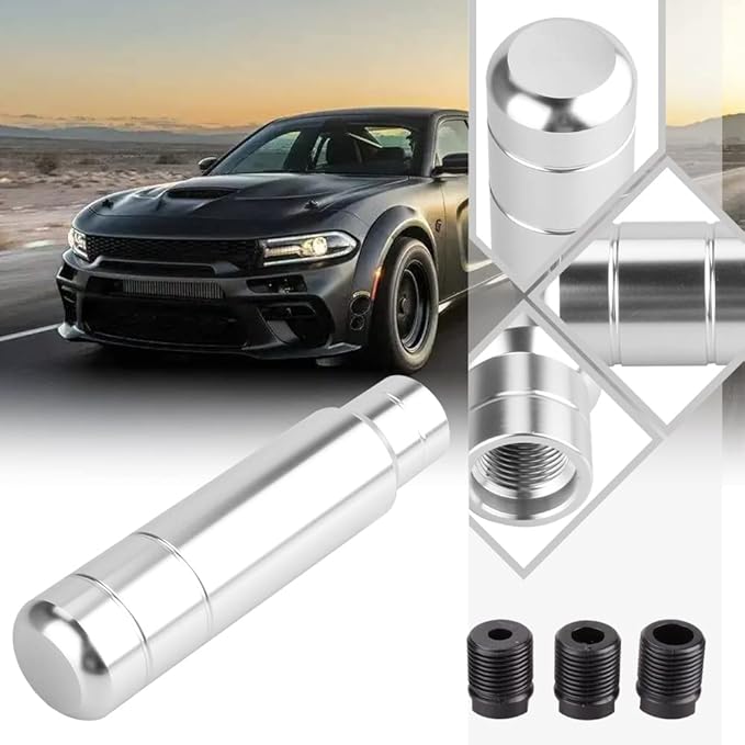 BARTOO Aluminum Weighted Manual Shift knobs, Long Stick Shift Knob Gear Shifter Knobs, Car Accessories Lever Cover Head Universal Shifter Knobs with 3 Threaded Adapters (Silver)