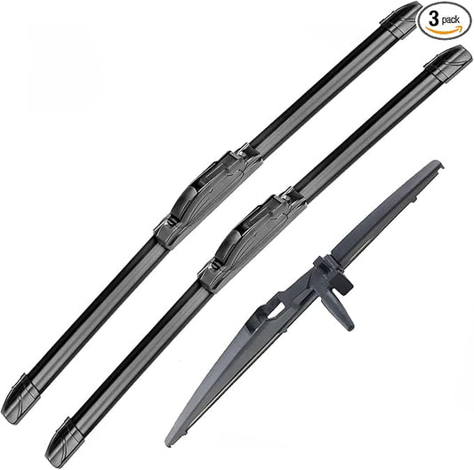 Front and Rear Windshield Wiper Blades (pack of 3pcs) for Honda Pilot 2009-2015 22" + 21" Front Windscreen Wiper and 14" Rear Wiper Blade