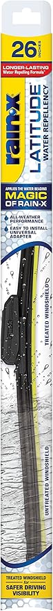Rain-X 5079281-2 Latitude 2-In-1 Wiper Blades, 26 Inch Windshield Wipers (Pack Of 1), Automotive Replacement Windshield Wiper Blades With Patented Rain-X Water Repellency Formula