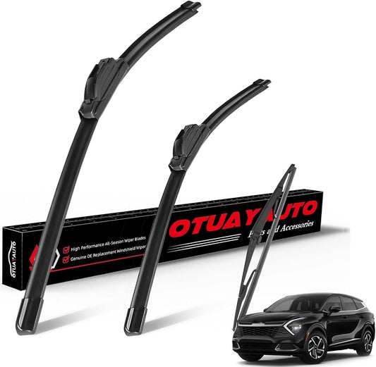 OTUAYAUTO Premium Windshield Wiper Blades - Replacement for Kia Sportage 2017-2023 - Precision Fit, All-Weather Performance, Front and Rear Wiper Blades, J/U Hook - 26"+16"+11" (Pack of 3)