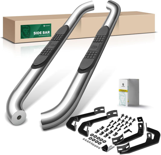 YHTAUTO 4 Inch Running Boards Side Step Bars Fit for 2007-2019 Chevy Silverado & GMC Sierra 1500/2500 HD/3500 HD - Standard/Regular Cab, 304 Stainless Steel Polished Oval Bent End Truck Step Rails