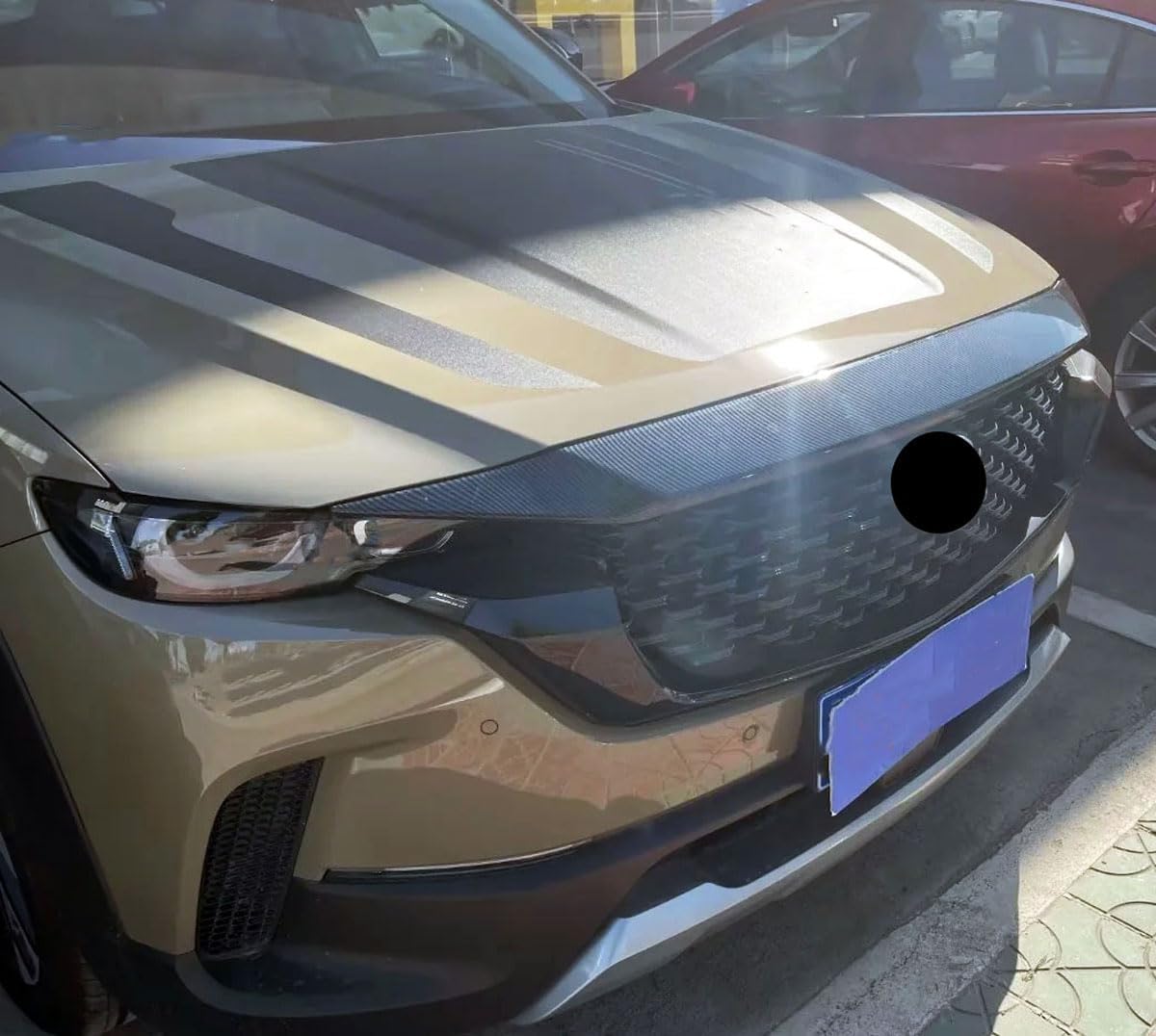 Front Hood Air Deflector，Car Bonnet Molding Cover Trim Fit for Mazda CX-50 and CX50 Hybrid 2023 2024 2025，Exterior Accessory（ABS,Carbon Fiber）