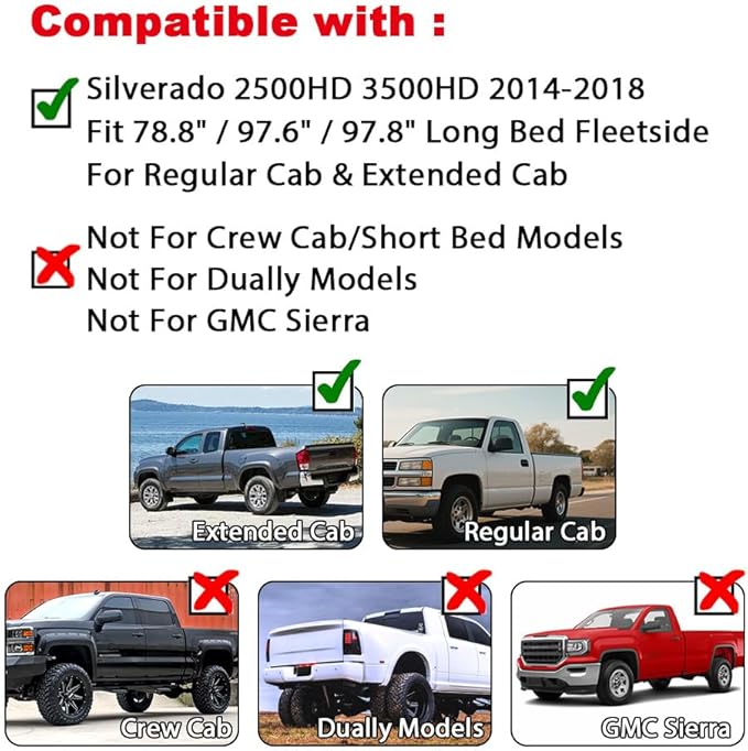 PIT66 Fender Flares, Compatible with 2014-2018 Chevy Silverado 2500HD 3500HD Fleetside 78.8" / 97.6" / 97.8" Bed, Not Compatible with Dually Models and Short Bed Models, Textured Pocket Rivet Style