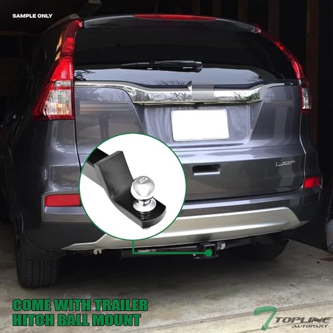 Class 3 Trailer Hitch Tow Receiver 2" Black + Ball Mount Kit Compatible With 2012-2016 Honda CR-V All Model Heavy-Duty 3500 lbs Towing Capacity Bolt-On Hitch Receiver with Chrome Trailer Ball