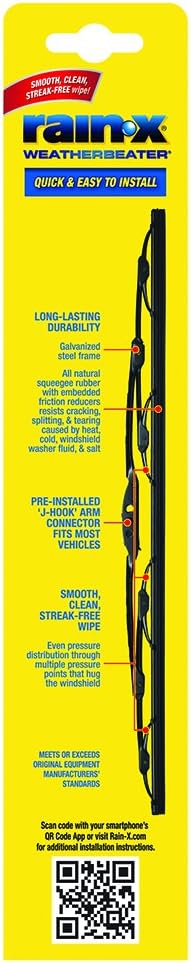 Rain-X RX30224 WeatherBeater Wiper Blades, 24" Windshield Wipers (Pack Of 1), Automotive Replacement Windshield Wiper Blades That Meet Or Exceed OEM Quality And Durability Standards