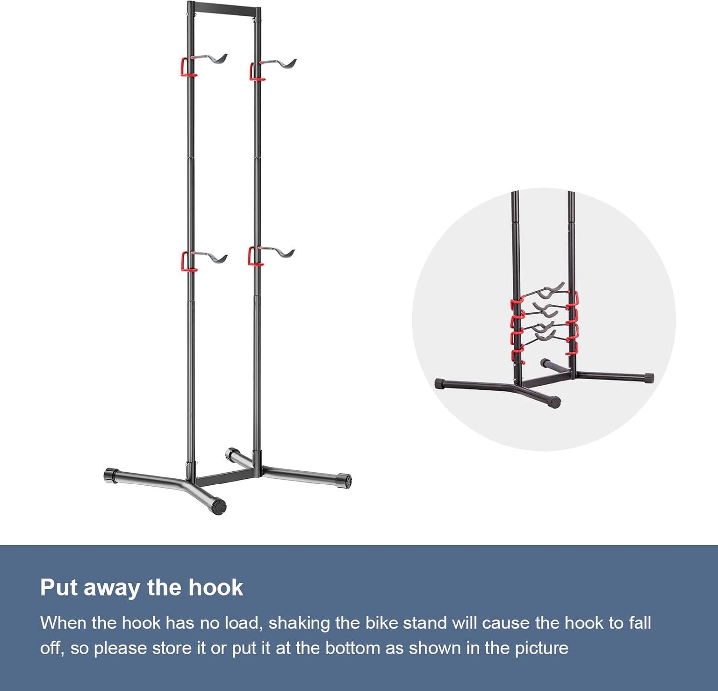 teraysun Indoor 4 Bike Storage Rack, Adjustable Arm Hook for Mountain, Road Bicycles, Beach Cycle, and Fat Tire Bikes, Freestanding Mount Home & Garage Vertical Bike Floor Stand Hold Up to 154lbs