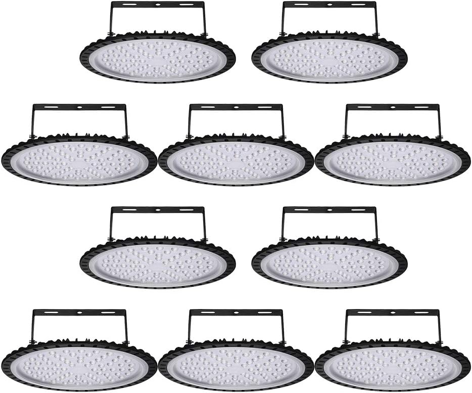 Viugreum 10 Pack 500W UFO LED High Bay Light, 50000LM 6500K Daylight White Ultra Thin LED Warehouse Lighting, IP65 Waterproof Commercial Bay Lighting for Garage Barn Workshop