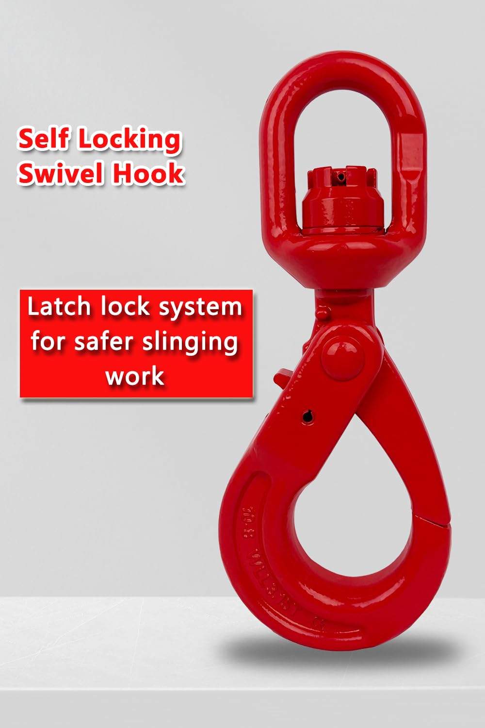 Swivel Self-Locking Hook 6944 lbs Grade 80 Swivel Self Locking Hook Heavy Duty Swivel Lifting Hook Swivel Lifting Hook Hoist Hook Sling Heavy Cargo 【3.15ton】
