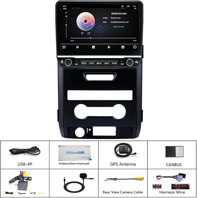 for Ford F150 Radio Upgrade 2009 2010 2011 2012,QLED Touch Screen Stereo,8 Core CPU,Carplay Android Auto Ready,Keep OEM Steering Wheel Control,Back Camera Included,Only fit Manual AC