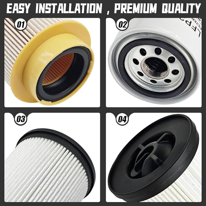 Diesel Fuel Filter Kit Fit for Nissan Titan XD 5.0L Cummins Engines 2016-2019, with Fuel Filter Water Separator and Oil Filter, Replace 1603-EZ40A, 16403-EZ41A, DGF41920+D10652, 15208-EX40A