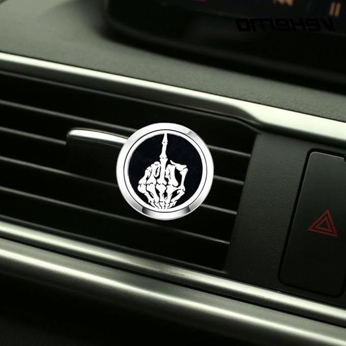 Car Essential Oil Diffuser Vent Clips Christma Locket with Vent Clip 10 Felt Pads Car Accessories(Skull Finger)